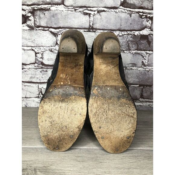 AllSaints Spitalfields Jacks Place Black Leather Zip Heel Strap Boots Women 38EU - Picture 9 of 16